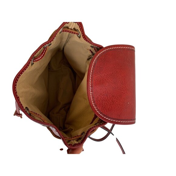 Handmade Italian Red Leather Backpack Purse Medium Bag Natural Leather Italy main image 8